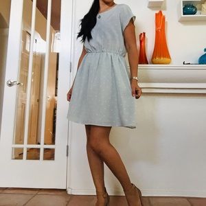 Earth music&ecology light blue polka dots dress